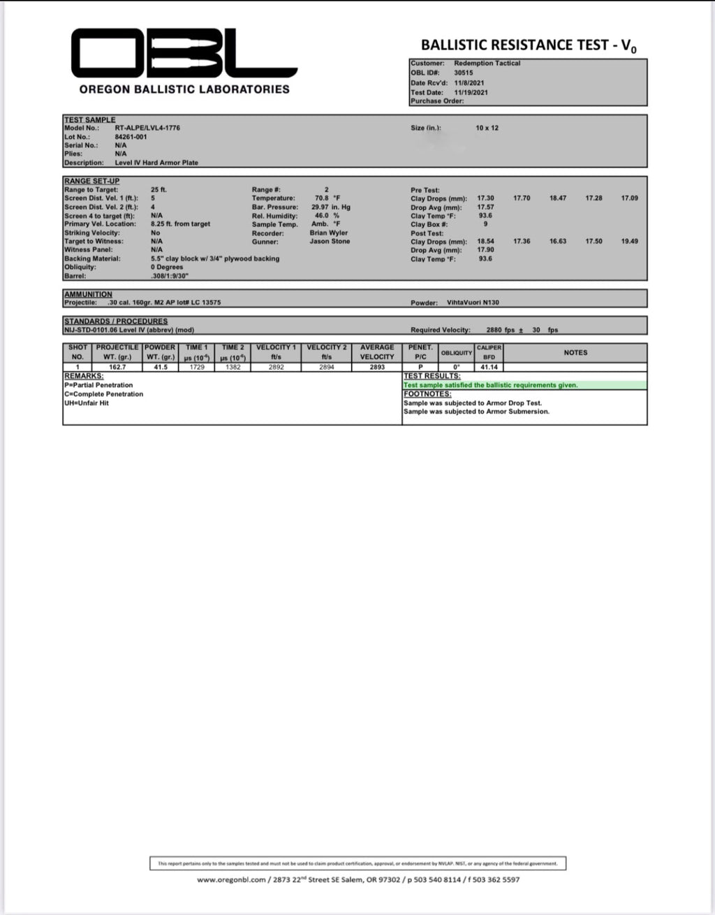 Pair of 10x12 Level IV Ceramic PE Plates Ballistic FRONT AND BACK (SIZE SMALL to LARGE) Curved with Shooters Cut